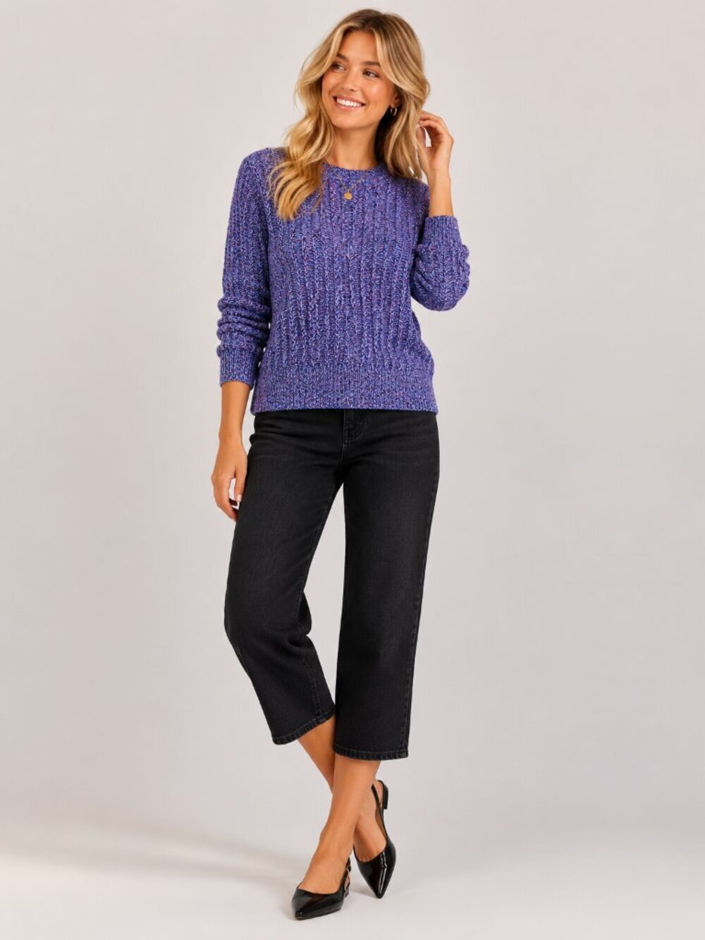 Banana Republic Marled Wool-Blend Sweater Purple Haze XL #A2768